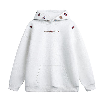 INS Ethnic-style Textured Embroidery Heavyweight Hooded Sweatshirt