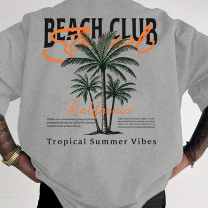 American-style Vintage Coconut Tree Pattern T-shirt